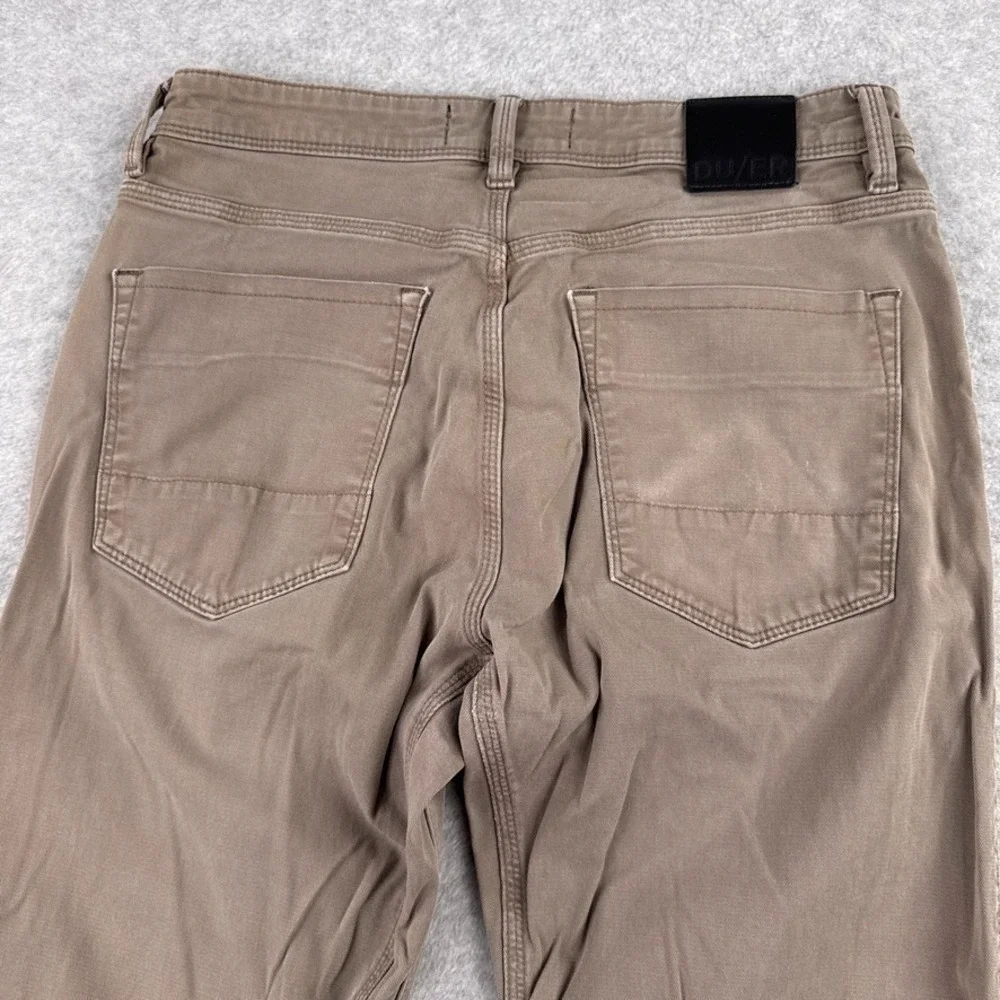 DU/ER Pants Mens 30x33 Brown Live Lite Slim Stretch No Sweat Performance Fabric